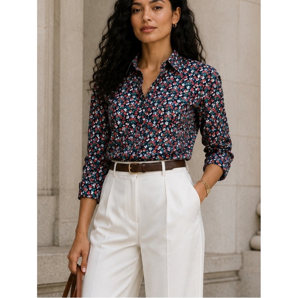 J CREW x LIBERTY Sarah Perfect Shirt 4 Slim Fit Button Up Ditsy Floral Cotton
